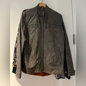 Men’s grey faux leather jacket